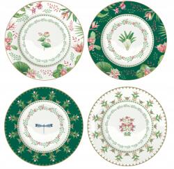 Domdekoracji 4 db-os tányér szett 19 cm desszertes tányér virág motívum színes ajándék (880-8848)