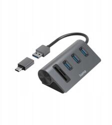 Hama Usb hub és kártyaolvasó, 5 porttal, Usb-c adapterrel (HM200140)
