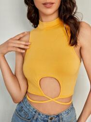Shein FC34314 Shein Sárga Felső Kivágás Félgolf Kötés (20) Xs