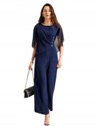 Shein Sötétkék Elegáns Overál Gombokkal 40/42 1HI