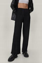 Nasty Gal Széles Fodros Magas Derekú Nadrág, Size 38, fekete