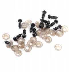  100 Darab Biztonságos Fekete Szem, Rögzítős Szemek 8mm (JSDBGF170)