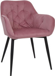 AMOSHOP Scaun bucatarie living catifea roz, cadru negru, 81 x 61 cm (SCB-LUNA-ROZ)