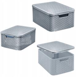 Keter Kosár Tartály Fedővel 18L Rattan Szürke Curver (3253924832593)