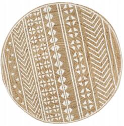 shumee vidaXL Kézzel készített szőnyeg, juta, fehér nyomott mintás, 90 cm (133692)