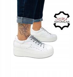  Fehér Bőr Nagyon Puha Könnyű Cipő Sneaker Vastag Talppal 37-ES (IGI7657300-02-SK-G1/2)