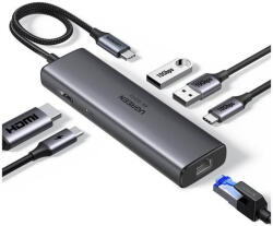 UGREEN CM512 USB-C Stație de andocare cu HDMI 4K PD Ethernet Gri (45000)