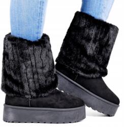 Evento Bakancs Fekete Hótaposó Téli Bakancs Meleg, Kihajtott Szőrmével 40-ES (8021 CZARNE)