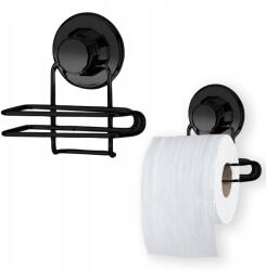 Rodeno Wc Papír Tartó Fekete Akasztó Robustus Tartós Modern Fürdőszobába (ROD2168)