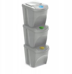Prosperplast Szelektív Hulladékgyűjtő Kosár Készlet 3x25L Prosperplast Sortibox hamuszürke (IKWB25S3-427C)