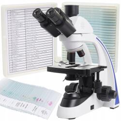 Techrebal Biológiai Mikroszkóp 1000x Trinokuláris Sztereoszkópikus 25DB-OS Minta Készlet (ZESTAW-6CAA-1068B)