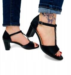  Fekete Szélesebb Kényelmes Puha Magassarkú Szandál 37-ES (EVE7148-20-SKP-G1/2)