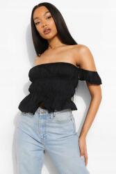 Boohoo CC31302 Boohoo Fodros Bardot Felső Nyitott Vállakkal (22) Xs