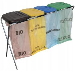 PAKO Szelektív Hulladékgyűjtő Állvány 4 Állású 120L Kosár (STELAŻ DO SEGREGACJI ODPADÓW ŚMIECI 120L)
