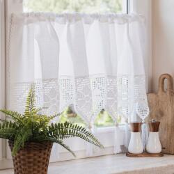 Markizeta Irigy Hónaljmirigy pamut függöny 45x200 fehér áttört gyönyörű konyhai függöny (912432/ZAZ/001/200045/1)