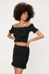 Nasty Gal LC76315 Nasty Gal Bardot Crop Top Virágmintás, Vállatlan (18) Xs