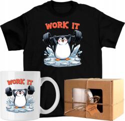  Bögre szett Póló pingvin vicc edzőterem gym Kész Ajándék 152 (AP44.65.152)