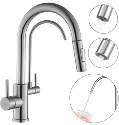 Rea Konyhai csaptelep Eco Fresh Nikkel Csiszolt Dupla kifolyócső (REA-B7563)