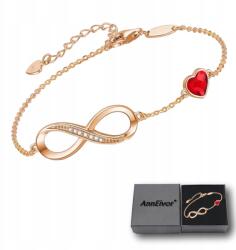  Női Karkötő Arany Infinity Kristályok Piros Szív Ajándék (Bransoletka Złota Serce Kryształki Infinity)
