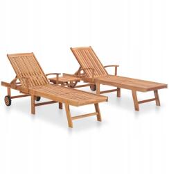 vidaXL Napozóágyak asztallal, 2 db, tömör teakfa (8719883872735)