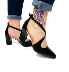 Prestige Fekete Bőr Lengyel Kényelmes Magassarkú Cipő Szandál 41-ES (PRE2045-00-SK-G)