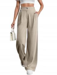 Shein Bézs Elegáns Egyenes Szárú Nadrág Magas Derekú S 1JG