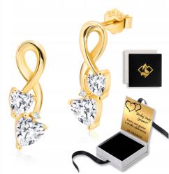 FoxyJewellery Arany fülbevaló szív alakú cirkóniákkal Gravírozás Ingyenes a lány feleségének