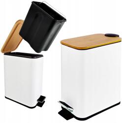 Rodeno Kosz 6L Fehér Bambusz Fedős Fürdőszobái Lassú Záródás Láb Pedál (5905923651412)