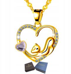 Mennica Świdnicka Arany Nyaklánc Ezüst 925 Szív Macska Cirkóniákkal Celeb Anyának