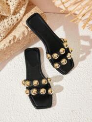 Shein FC34121 Shein Fekete Díszített Női Flip-flop Papucs (22) 37 (sx2412114626265556)