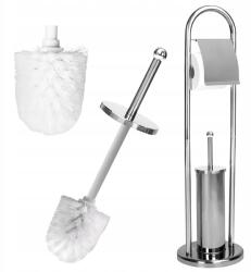 Rodeno Wc Papír Tartó Szett Wc Kefe Ezüst Színű Acél Robustus (ROD5997)