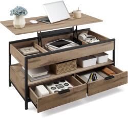 VASAGLE Magasságban állítható dohányzóasztal, 50 × 100 cm, karamellbarna-tintafekete színben (LCT209K02)