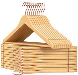 SONGMICS 20 db ruhafogas, csúszásmentes, 360 ° -os forgó kampó, fa és rózsaarany (CRW001N01)