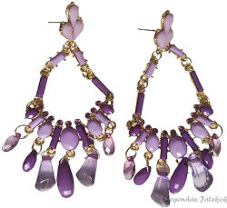 Xuxa Lila-arany színű gyöngyös lógós bizsu fülbevaló