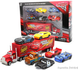 QIHUI Verdák Cars jellegű - 7 db-os kamion és kisautó játék szett