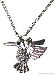 Xuxa Ezüst színű fém bizsu nyaklánc strasszos kolibri medállal