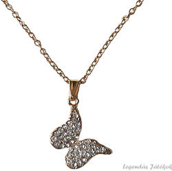 Xuxa Arany színű bizsu nyaklánc strasszos pillangó medállal