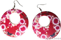 Xuxa Piros-fehér virág mintás bizsu fülbevaló