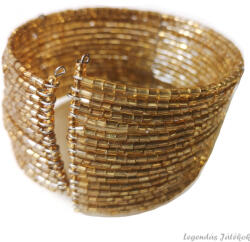 Xuxa Borostyán színű gyöngyös széles bizsu karperec karkötő