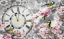 Consalnet Óra és madarak poszter, fotótapéta Vlies (254 x 184 cm) (C1-1793V4)