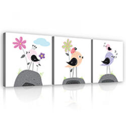 Consalnet Vászonkép 3 darabos, Rajzolt madarak, 3 db 25x25 cm méret (C5-12106S13)