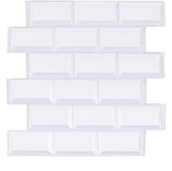 GRACE Csempematrica, 3D Öntapadós falpanel, Fehér csempe, 30x30 cm (TP02807)