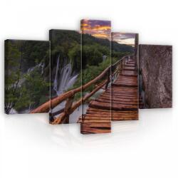 Consalnet Vászonkép, 5 darabos, Híd a vízesések felett 170x100 cm méretben (C5-11765S4A)