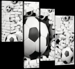 Consalnet Vászonkép, 5 darabos, Focilabdák téglafallal 170x100 cm méretben (C5-20107S4A)