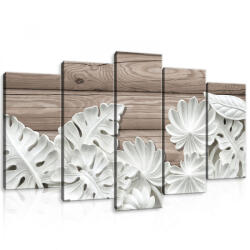 Consalnet Vászonkép 5 darabos, Levél minta a fa padlőn 100x60 cm méretben (C5-10136S17)