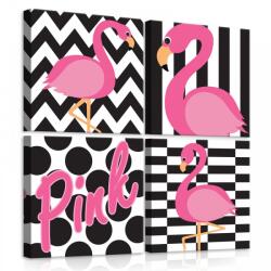 Consalnet Vászonkép 4 darabos, Rózsaszín Flamingó 50x50 cm méretben (C5-11122S20)