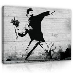 Consalnet Vászonkép, Banksy - Hooligan with flowers, 60x40 cm méretben (C5-20194O4)