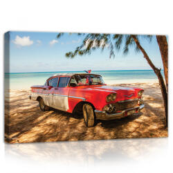Consalnet Retró autó a tengerparton, vászonkép, 60x40 cm méretben (C5-11981O4)