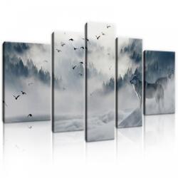 Consalnet Vászonkép, 5 darabos, Farkasok a ködben 170x100 cm méretben (C5-12395S4A)