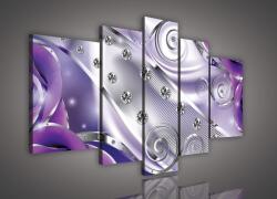 Consalnet Vászonkép, 5 darabos, Lila gyöngyös absztrakt 170x100 cm méretben (C5-1657S4A)